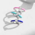 Colorful Enamel 925 Sterling Silver Eternity Rings Trendy Colorful Cubic Zirconia Band Wedding Ring Women