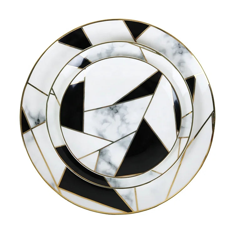 Hot Sale Royal Fine Mosaic Decal Bone China Dinner Set Eco-Friendly Color Enamel Includes Coffee Cup Charger Dinner Plate