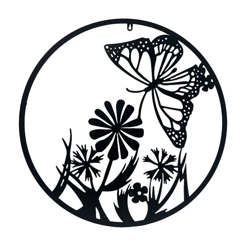 Butterfly Black Metal Wall Decor Minimalist Line Wall Art Traditional Bohemian Wall Hanging for Bedroom Living Room Iron
