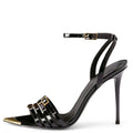 Woman Plus Size Shoe 44 45 46 47 Steel Metal Tip Pointed Toe Sandals Shoes With Ankle Buckle Strap Pencil High Heels for Women