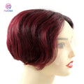 Remy Short Human Hair Purple Natural and Realistic Good Looking Nice Texture Frontal T Lace Wigs for Women