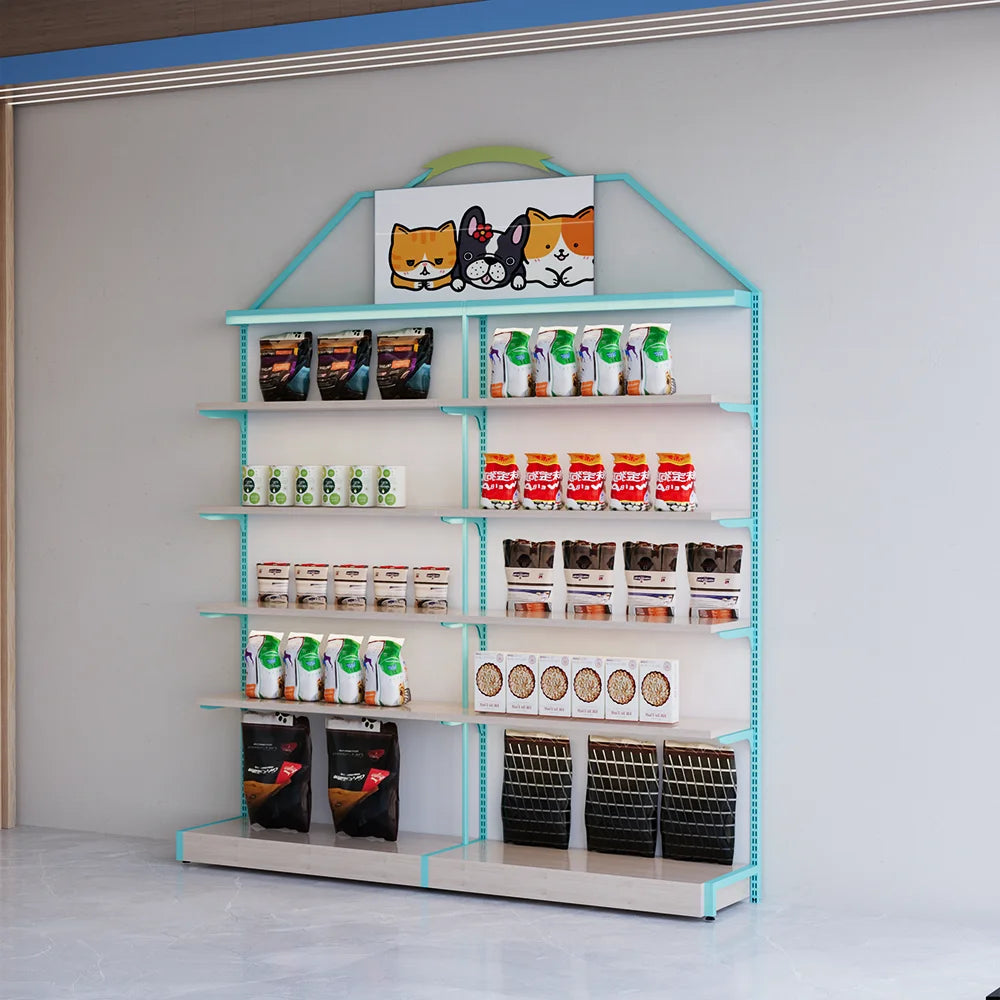 Customized New Products Pet Shop Display Furniture Multi-layer Pet Accessories Display Rack Metal Shelf Pet Store