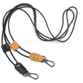 Adjustable Neck Lanyard Keychain Strap Phone String Lanyards PU Leather ID Badge Lanyard Necklace with ID Holder Clip
