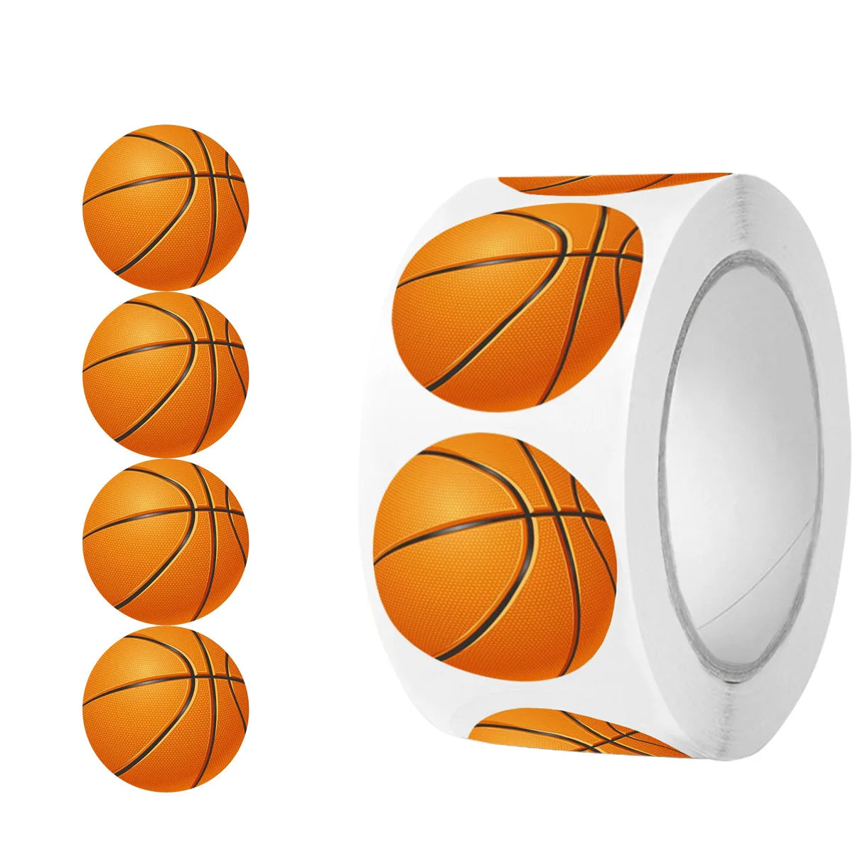 1 Roll/500 Sheets Basketball Themed Creative Ball Stickers Children's PP Material Personalized Packaging Sealing Sticky Notes