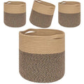 Modern Eco-Friendly Foldable Cotton Woven Storage Basket for Living Room Clothes and Laundry with Handles