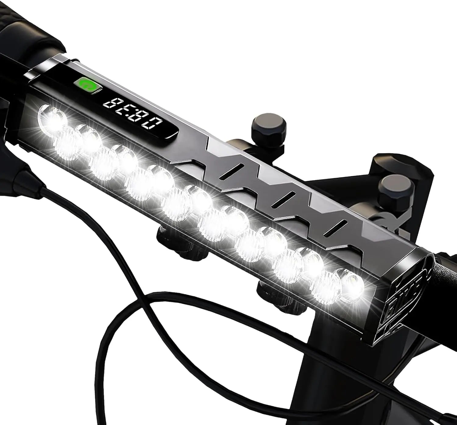 Bike Light 17 LED Front Light 10000mAh Battery IPX5 Waterproof USB Rechargeable Wide Beam Bright Night Riding Headlight