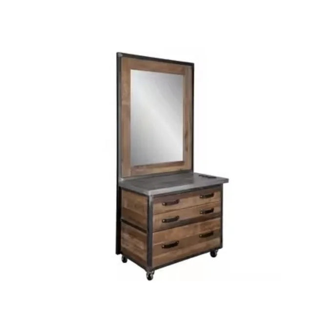 Modern Wood LED Salon Barbershop Mirror Station for Commercial Use in Mall & Supermarket