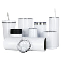 In Stock Stainless Steel White Blank 20 Oz Tumblers for Sublimation Sided with Lid Sublimation Tumbler 20 oz Straight Blanks