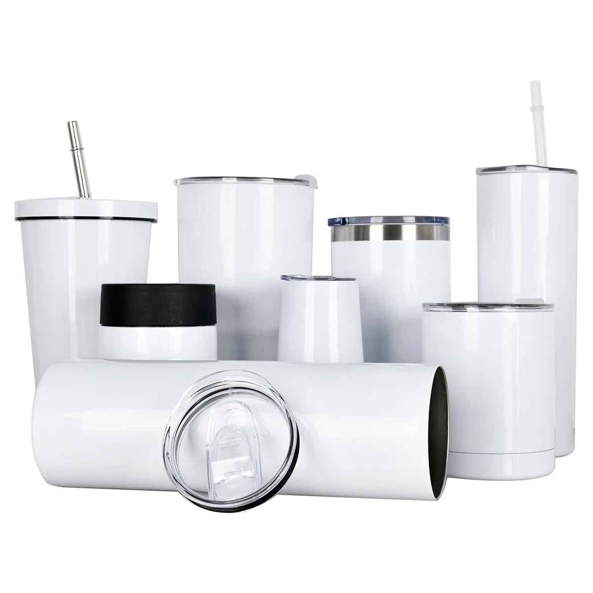 In Stock Stainless Steel White Blank 20 Oz Tumblers for Sublimation Sided with Lid Sublimation Tumbler 20 oz Straight Blanks