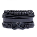 DPANCO New Fashion Handmade Woven Leather Charm Infinity Bracelet Set for Men with Adjustable Length and Cute Design