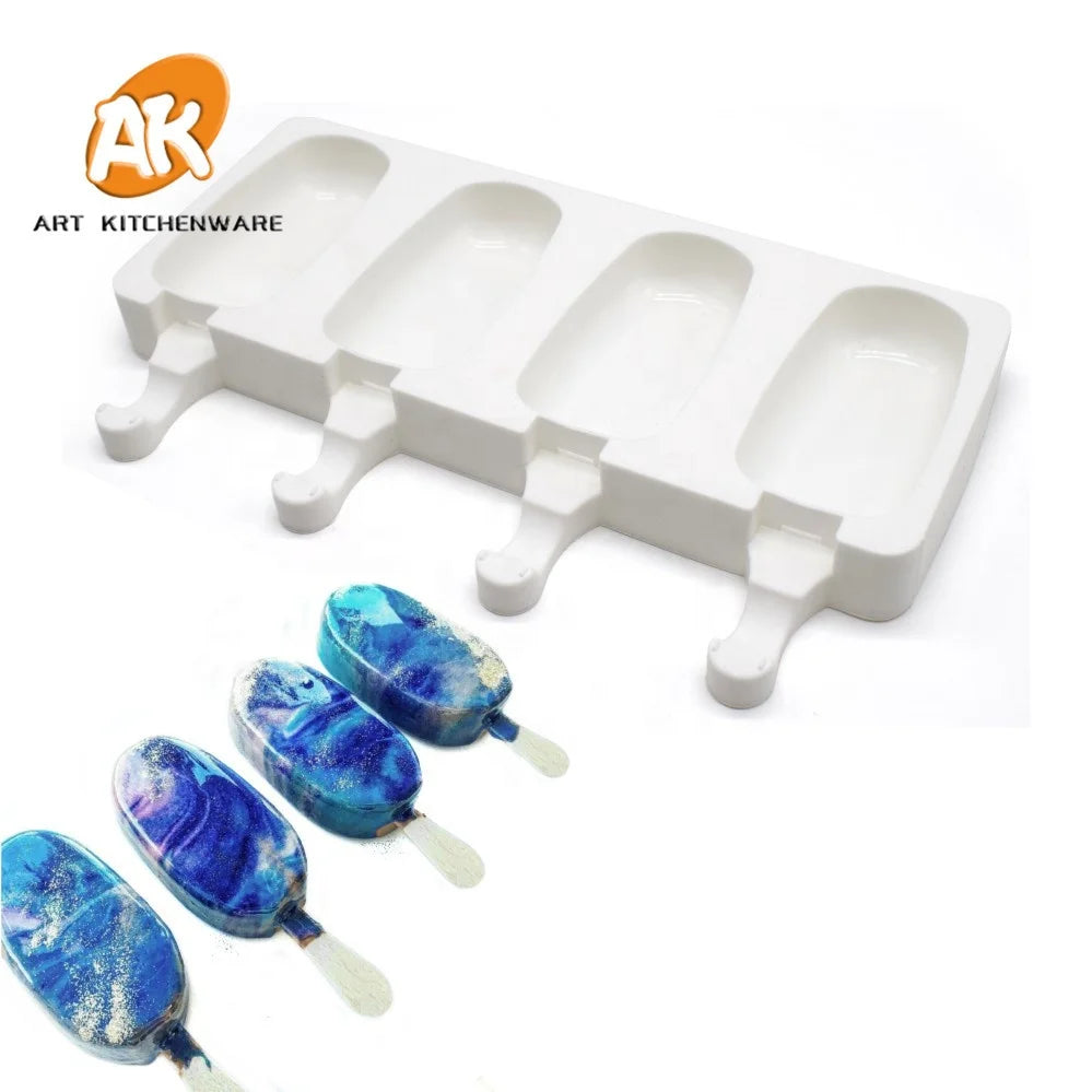 AK 4 Cavities Mini Ice Cream Silicone Moulds Cake Pops Mold Bakery Kitchenware Pastry Baking Tools MC-51
