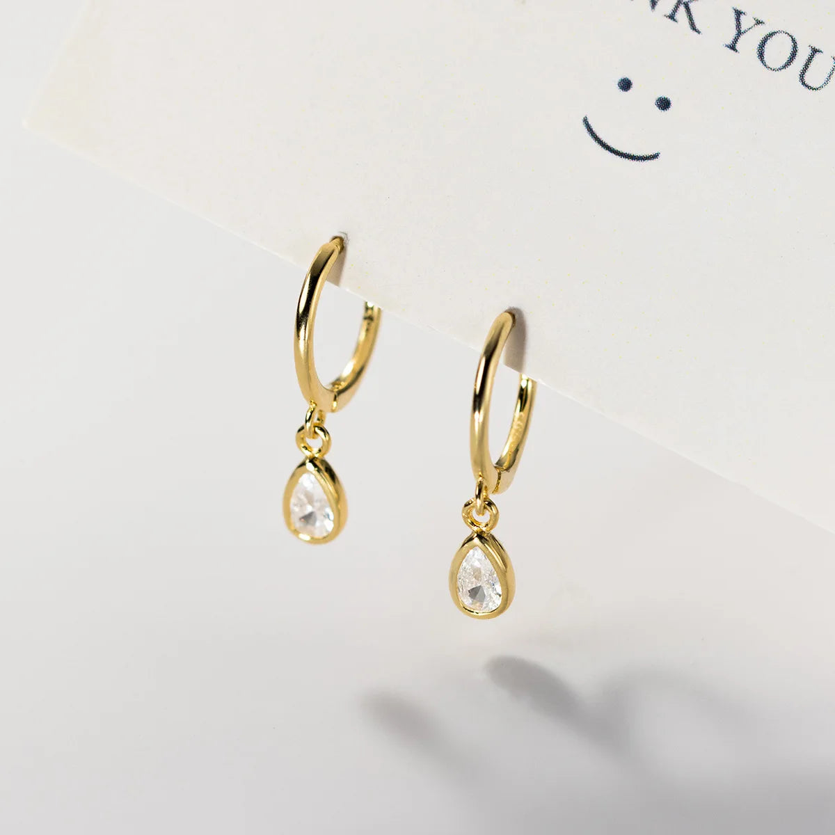 INS Fashion Jewelry 925 Sterling Silver Minimalist Earring Water Drop Diamond Earrings Gold Plated Hoop Earrings Women