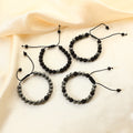 Wholesale Classic  Black Gallstone Beaded Bracelet  Handmade Braided Adjustable  8MM Black Agate Glass Bead Bracelet for Men