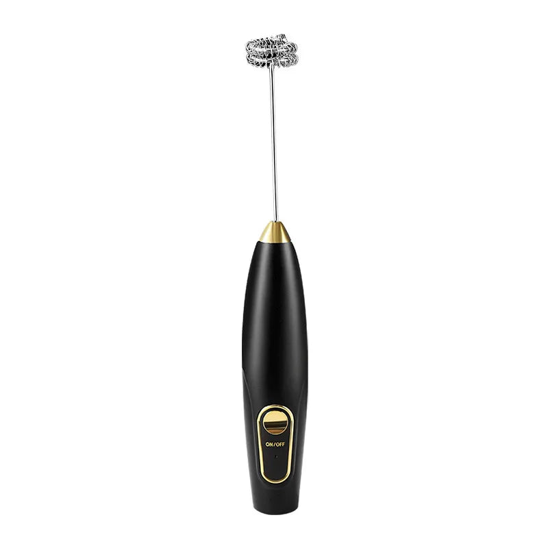 Powerful Handheld Stainless Steel Food Grade Milk Frother Black Automatic Electric Foam Maker Wand Coffee Latte Cappuccino Hot