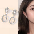 Korean Brass With Silver Plated Geometric Round Dangle Drop Hypoallergenic Earrings Women Popular