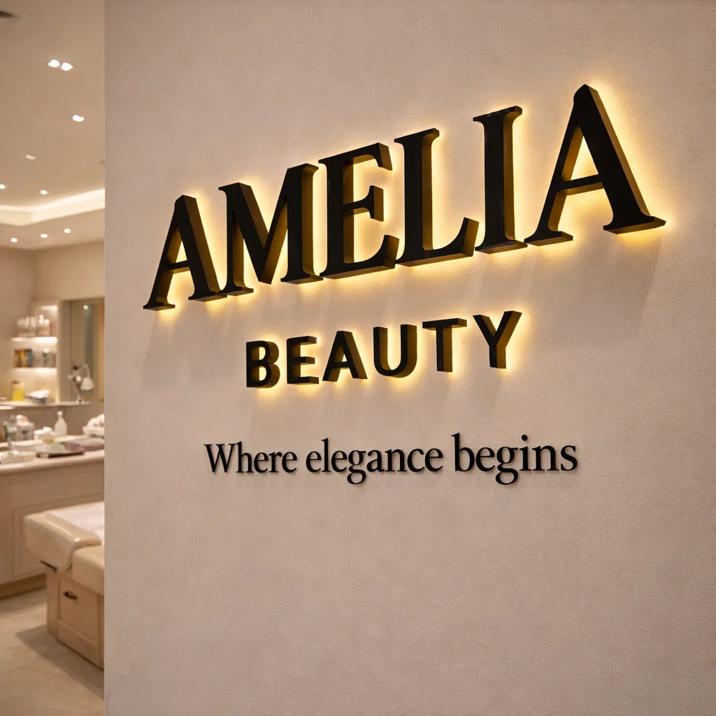 Signage Wall Plate Logo LED Illuminated Sign Backlit LED Letter Sign Custom Alphabets Channel Letters for Beauty Office