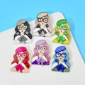 Wholesale Acetate Cartoon Girl Portrait Brooch Pin Colorful Acrylic Long Hair Girls Shape Brooch for Winter Clothing