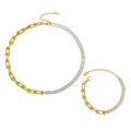 Stainless Steel 18K Gold Plated Rectangle Zircon Link U-Shaped Necklace Bracelet Titanium Steel Horseshoe Chain for Wedding Gift