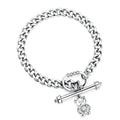 Wholesale Stainless Steel OT Clasp Chain Bracelet Crystal Bear Charm Pendant Cuban Chain Bracelets