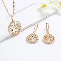 Tree of Life Jewelry Accessory Set of Earring and Necklace Family Tree Gold Plated Lucky Gift Jewelry for Birthday