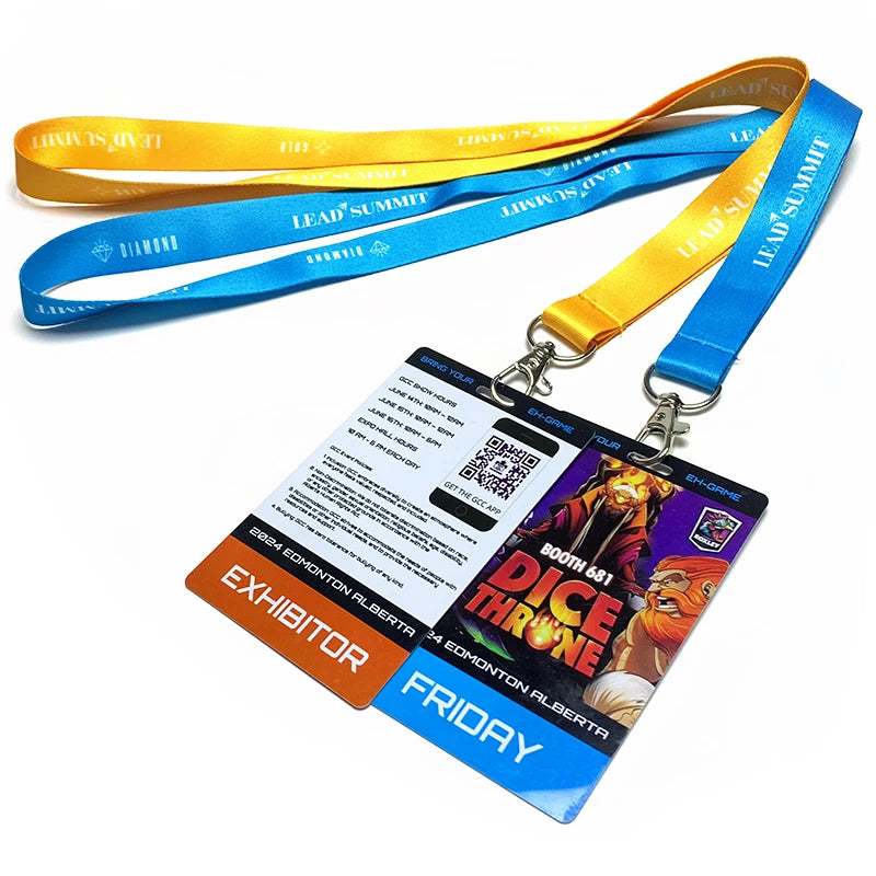Customized Wholesale Full Color Printing Event Badge Vip Pass Lanyards and Business Card With Qr Code