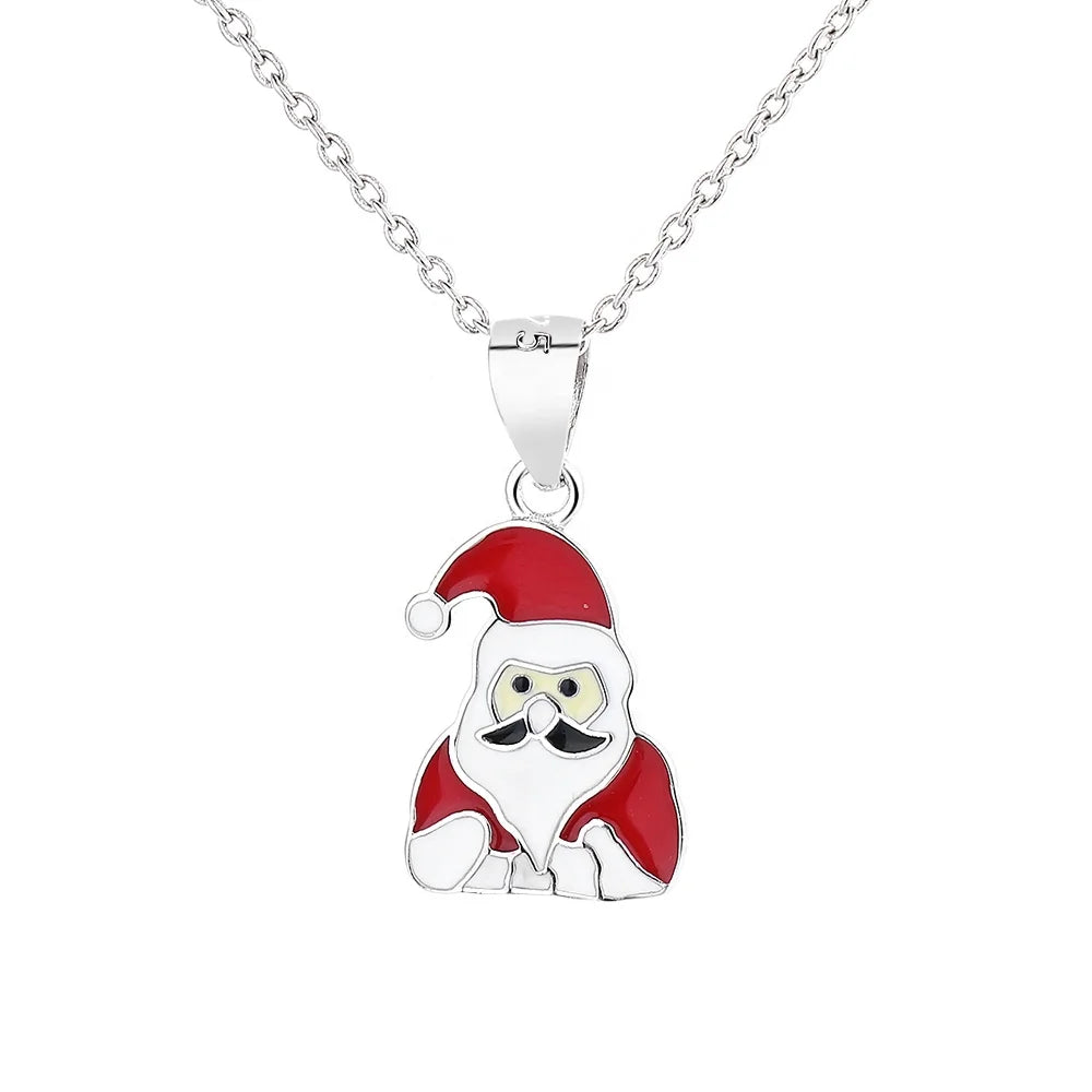 Wholesale 925 Silver Ornaments Traditional Old Grandpa Pendant Necklace With Christmas Tree Decoration