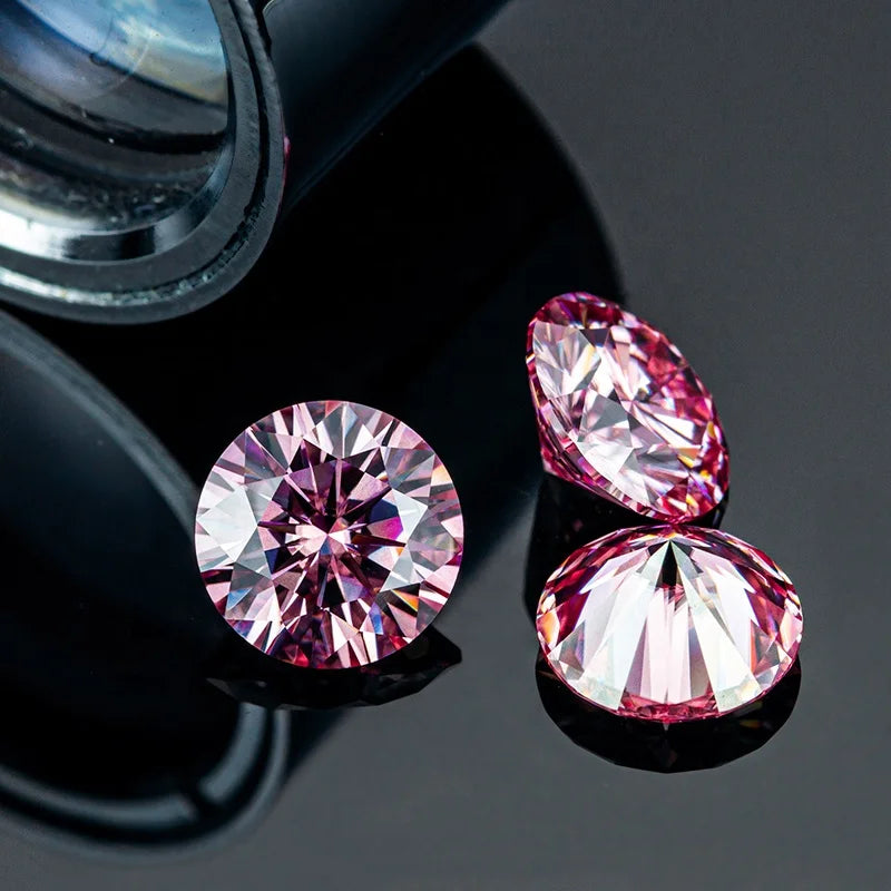 Wholesale 1CT Emerald Round Asscher Cut Pink Color Moisssanite Diamond for Jewelry Making