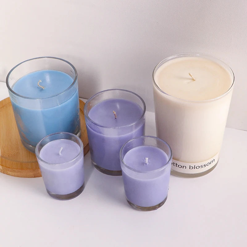 Mini Small Round Bottom Empty clear Glass Candle Holders Lanterns and Candle Jars