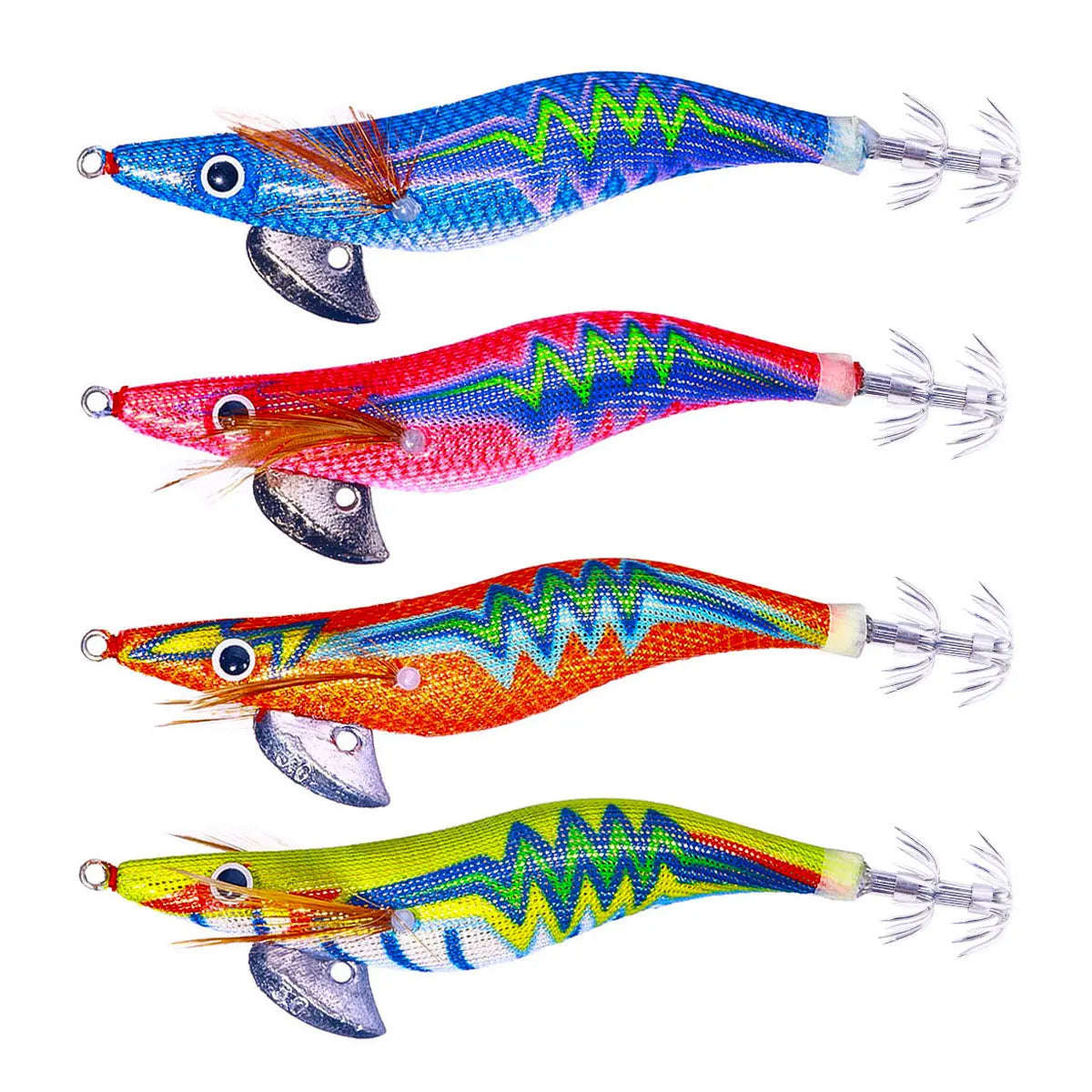 11.5cm/14.2g 3.0# Hot Sale Egi Octopus Light Cloth Model Squid Jig Egi Wood Shrimp Squid Jig Hook Fishing Lure