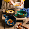 Ceramic Baking Plate Dinnerware Set Vintage Steak Salad Dessert Fruit Dish Soup Rice Ramen Bowl With Handle Hotel Use Tableware