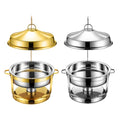 Luxury Gold Chaffing Dishes Buffet Round Silver Gold Stainless Steel 6L 9L Chafing Dish Wire Rack Food Warmer with Hanger