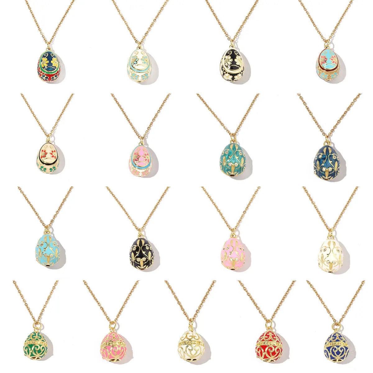 2026 Fashion Accessories Copper Zircon 18K Gold Plated Easter Egg DIY Jewelry Pendant Charms for Unisex Jewelry Making