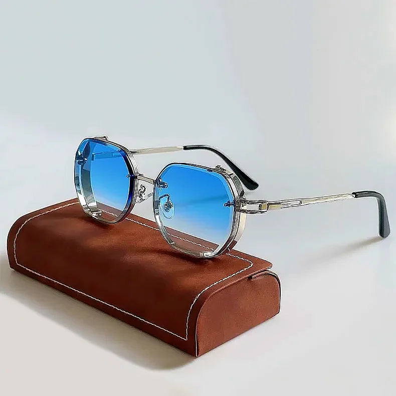 Custom Logo 2025 Fashion Retro Square Punk Sun Glasses UV400 Gradient Shades Alloy Steampunk Sunglasses for Men Women