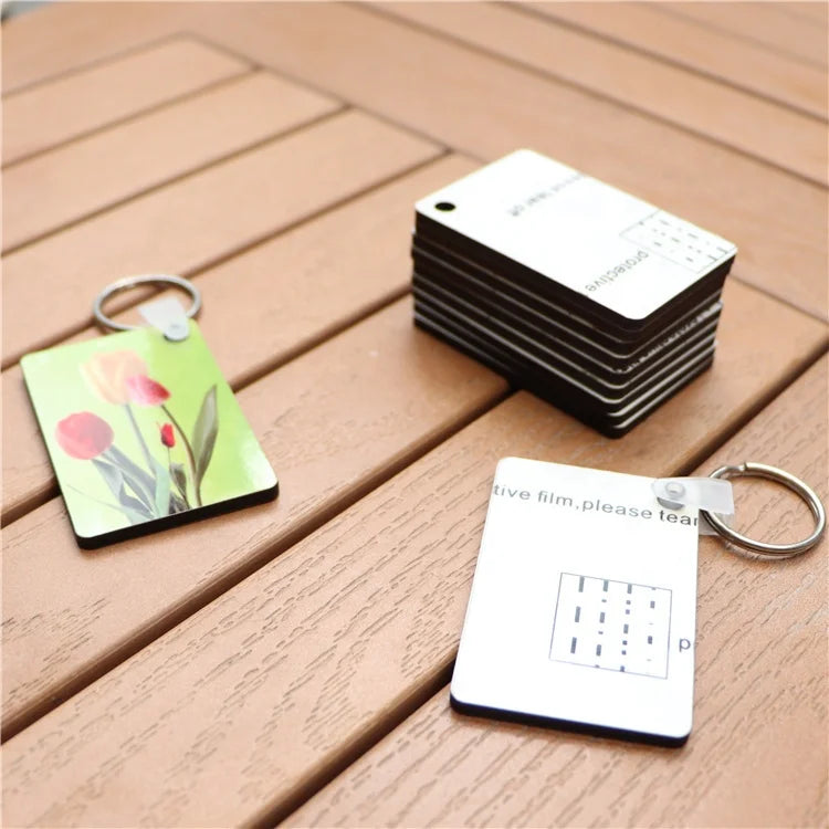 MDFSUB Eco-Friendly Wood Sublimation Keychain Blanks Rectangle Shape 40x60mm Double-sided Panda Dog Pig Animal Patterns