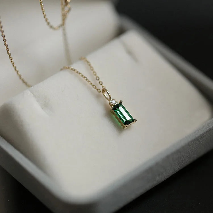 Fine Emerald Zircon Jewelry 925 Sterling Silver Gold Plated Women's Trendy Oval Cut Pendant Necklace Third Party Certified