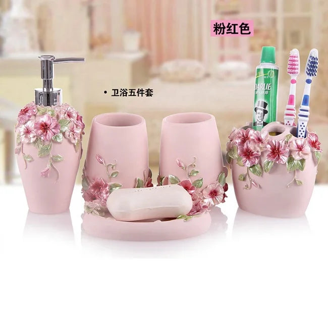Bathroom Gift Set 5pcs Per Set Polyresin Pretty Bathroom Sets