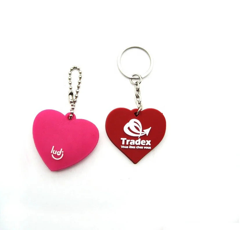 Custom Heart Keychain Personalized Brand Soft Pvc Rubber Metal Red Keychain Keyring With 3d logo