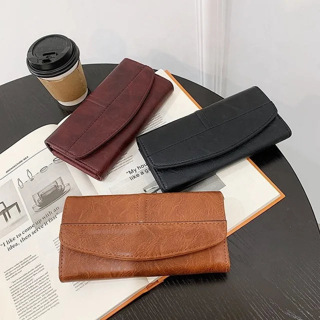 Guangzhou Manufacturer High Quality Faux Leather Long Envelop Wallet Ladies Button Fashion Women Wallet