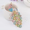 Luxury Exaggerated Animal Peacock Key Chain Colorful Rhinestone Crystal Peacock Pendant Keychain Backpack Accessory