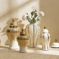 Nordic Electroplated Ceramic General Pot Vase Decoration Flower Vase Home Decoration Storage Golden Ginger Jars Customizable