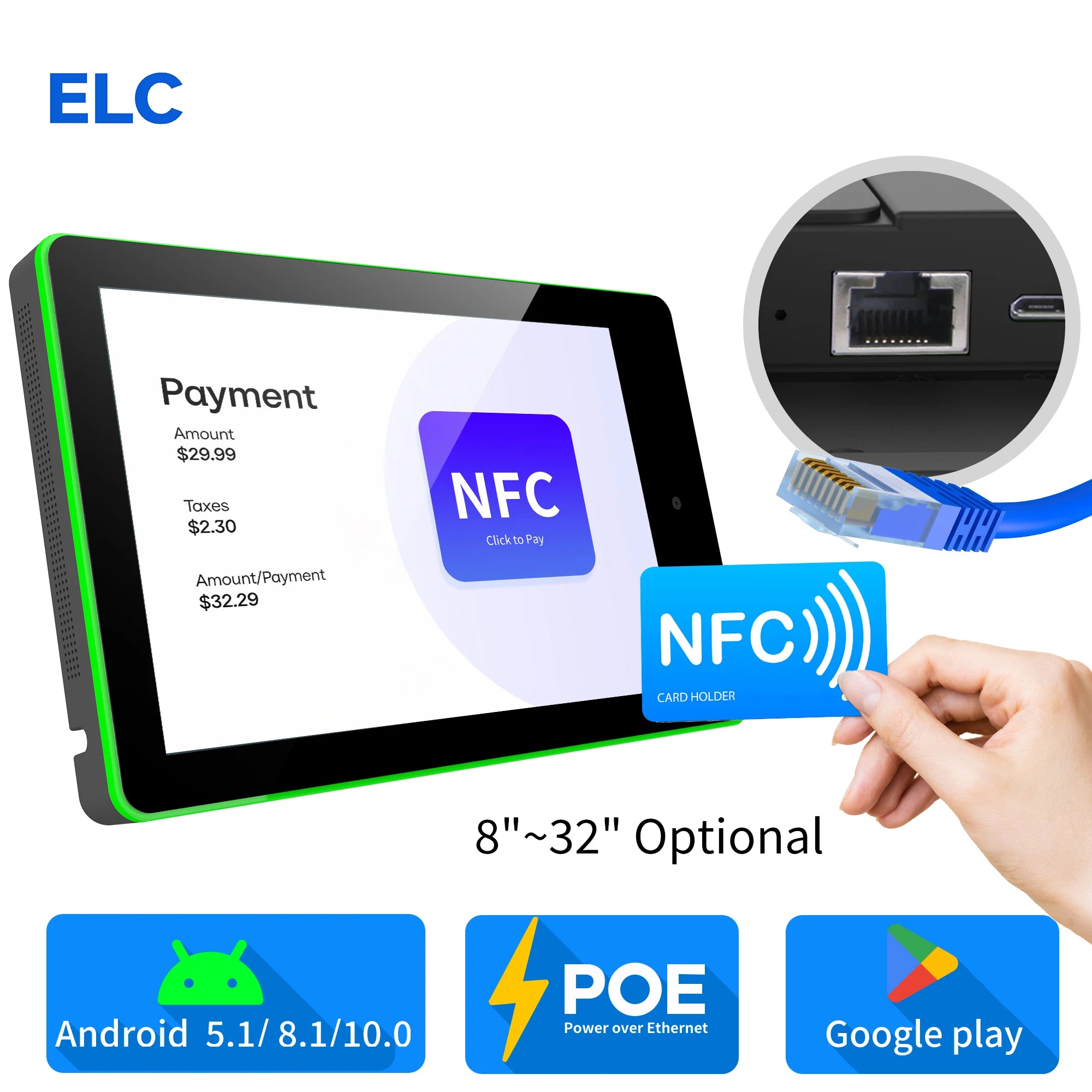10 Inch Meeting Room Booking Display Touch Screen Tablet Pc With Front Nfc Reader