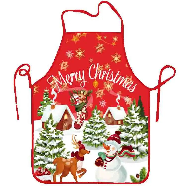 Christmas Funny Apron Adjustable Kitchen Cooking Aprons Adult Christmas Santa Snowman Aprons  for Christmas  Dinner