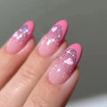 24pcs Valentine's Day Heart Love Lip Flower False Nails Almond Stiletto Ballerina Press on Fake Nails Abs False Nails