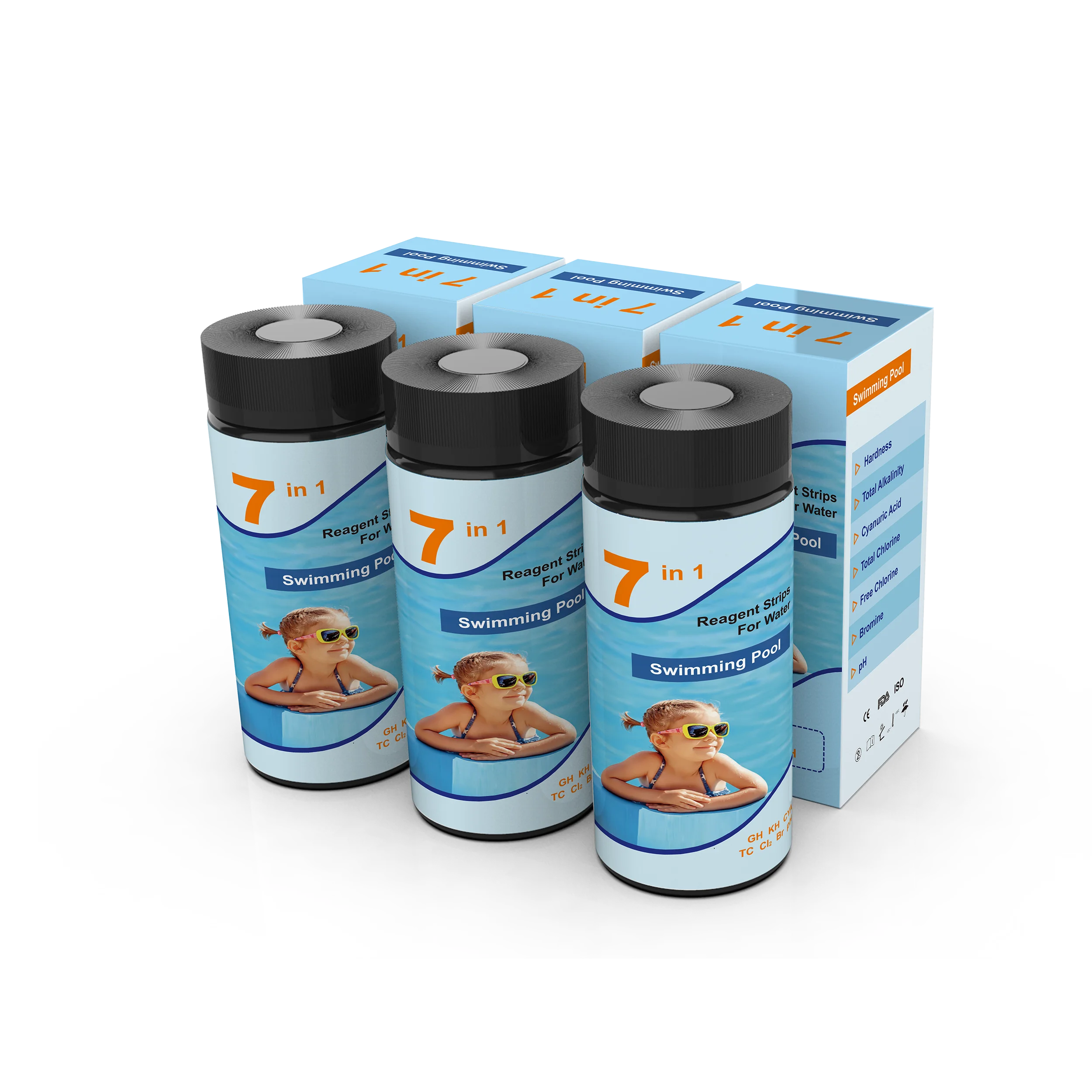 Home Test Strip for Pools W-7 Test 7 Parameters Good Quality for Swimming Pool Water test Kit