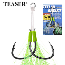 HK008 2set/pack Coasting Super Slide Luminous Flasher Double Assist Hook Jigging Hook Sea Fishing Hooks