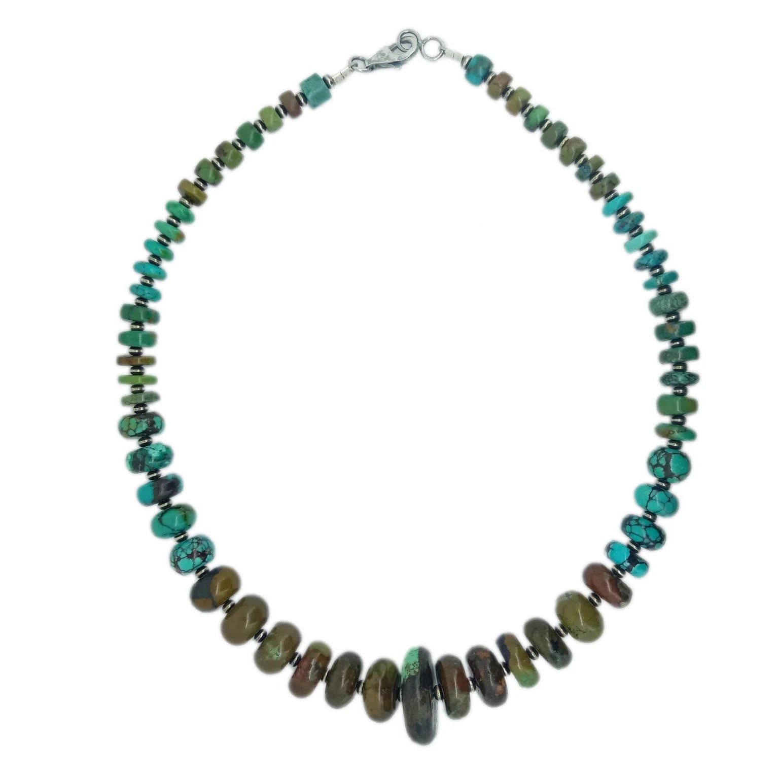 Hand Natural Turquoise 925 Sterling Silver Necklace