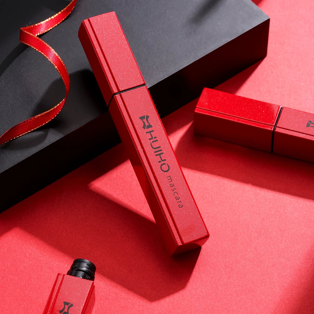 HUIHO Fashion Design 8ml Red Square Shinny Aluminum Mascara Tube Empty Mascara Container