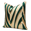 Luxury Green Gold Striped Jacquard Throw Pillow Covers 18x18inch Decorative Pillows Premium Luxury Cushions for Home Decor