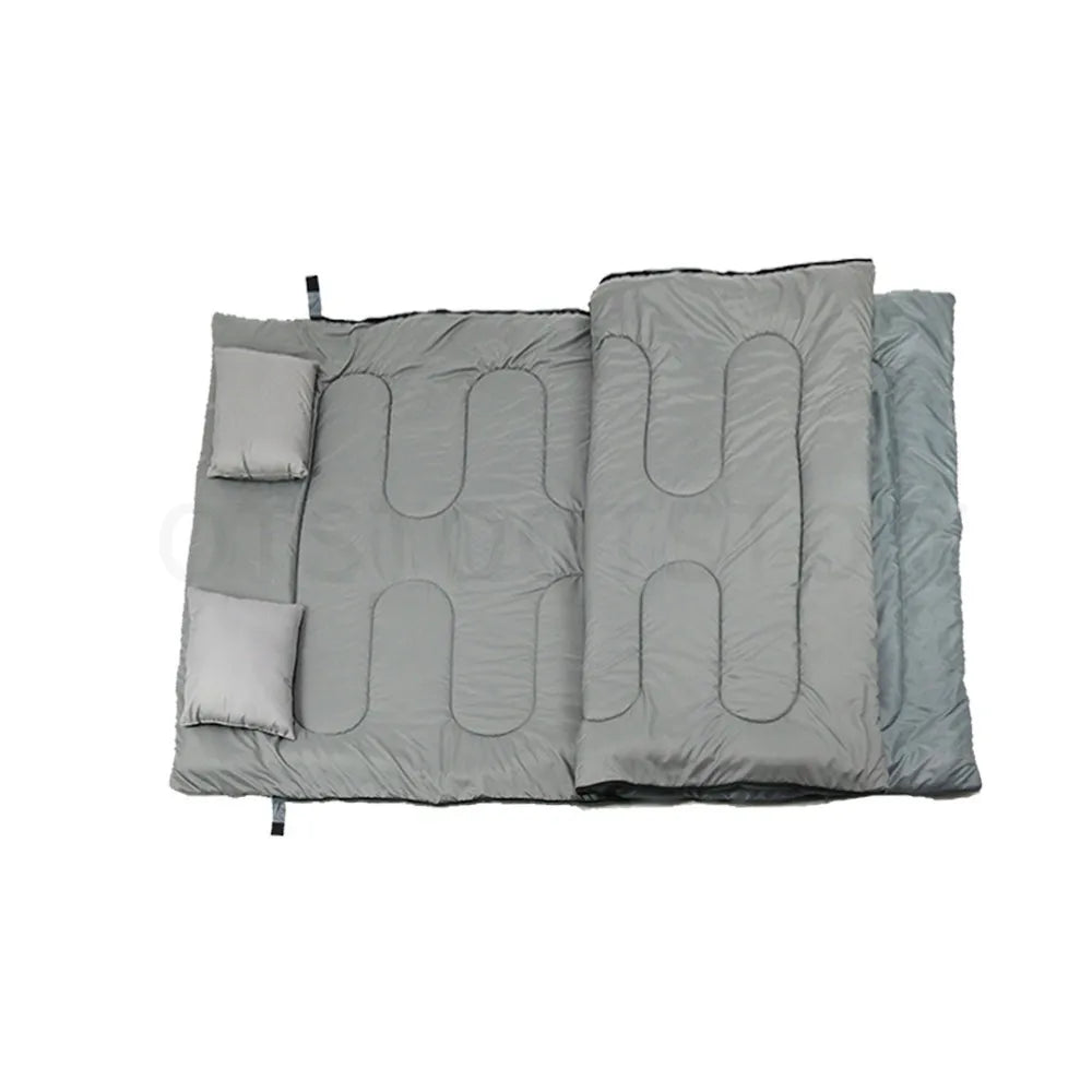 Adults Ultralight King Size Sleeping Bag Portable Double Two Person Camping Hiking Double Wide Sleeping Bag With Two Pillows