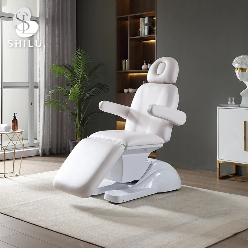 Modern 3 Motor Electric Massage Therapy Bed White Beauty Spa Facial Treatments Synthetic Leather Outdoor Hotel Gym Bedroom